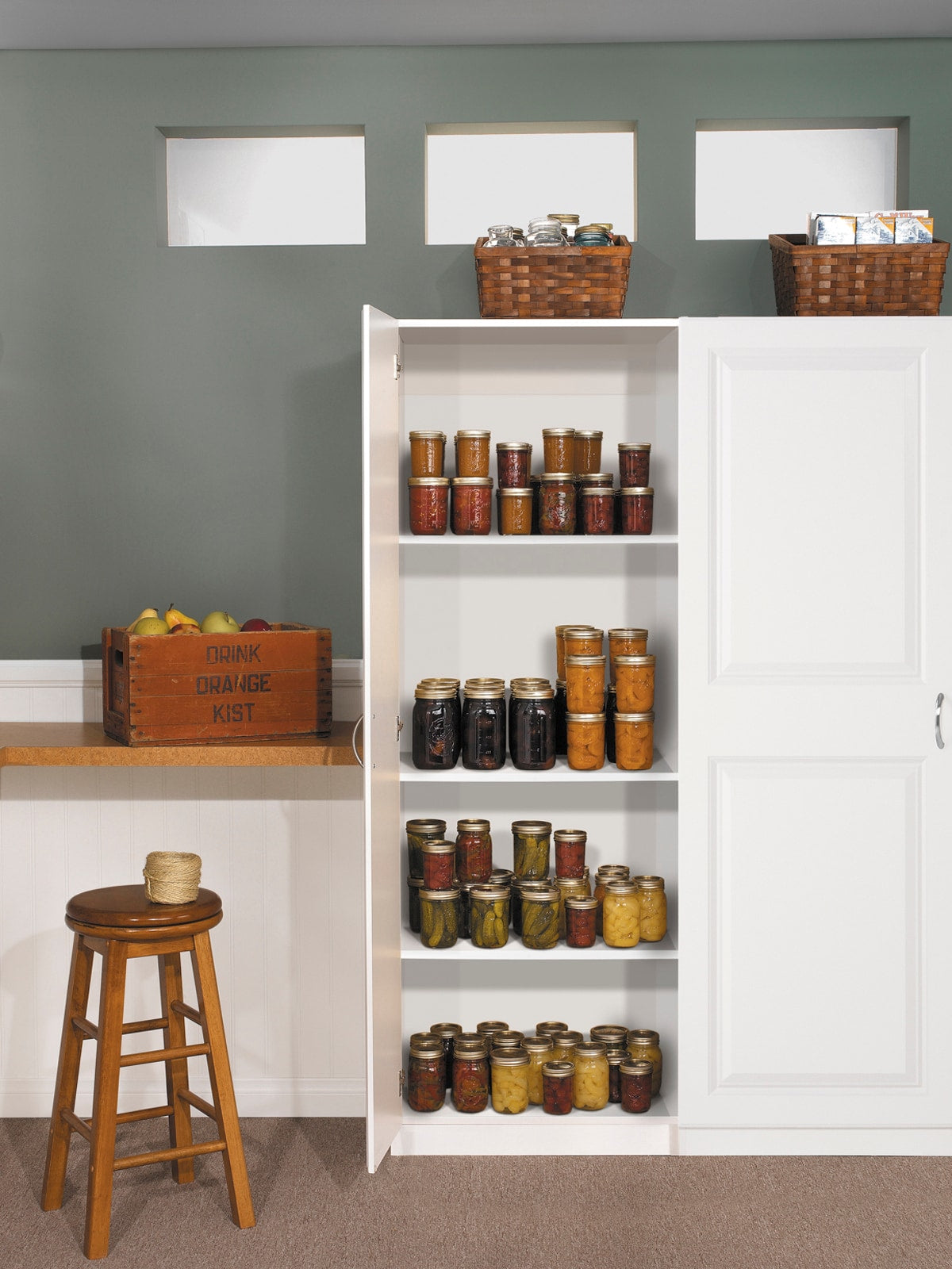 Estate 23.75-in W x 70.375-in H Wood Composite White Wall-mount Utility Storage Cabinet