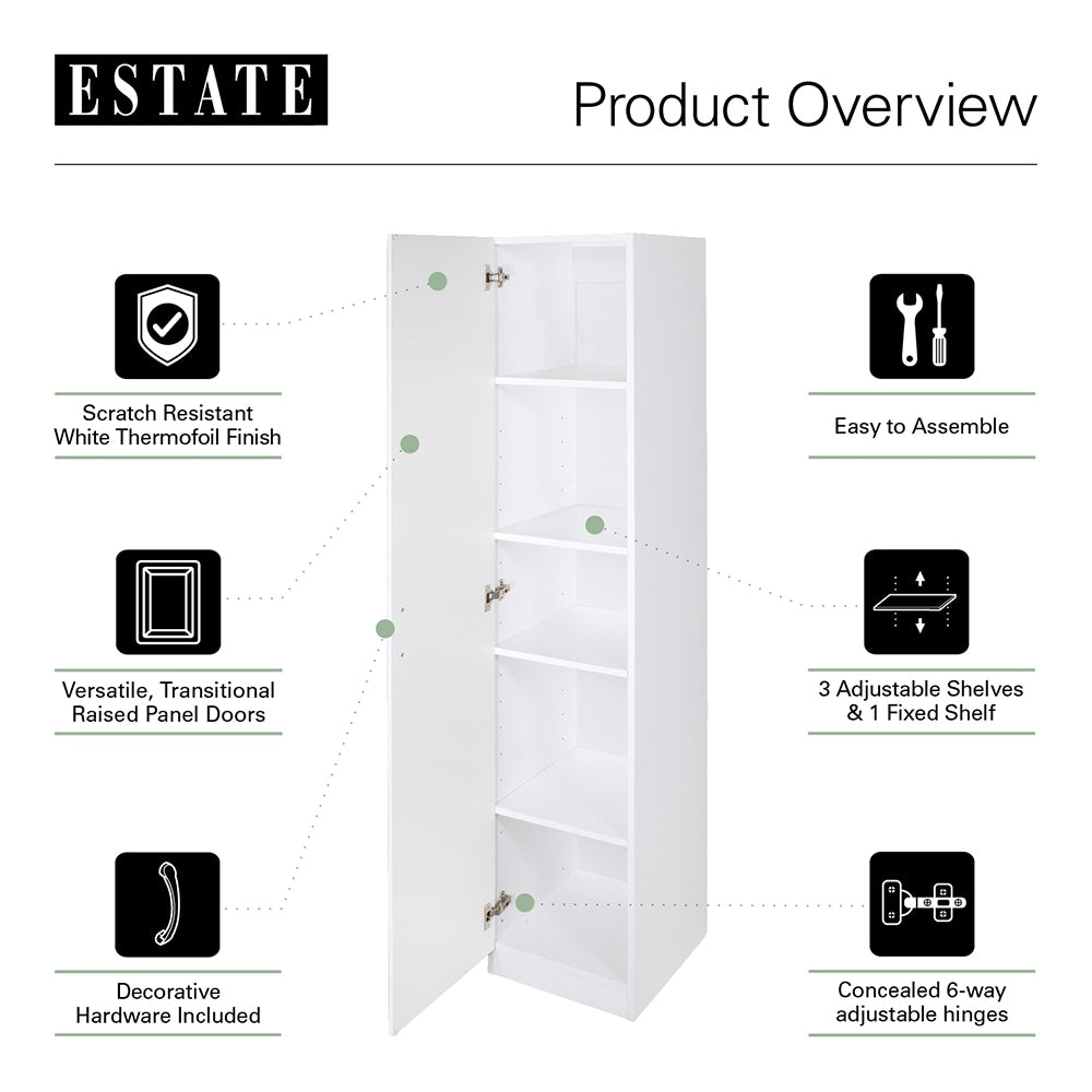 Estate 15-in W x 70.375-in H Wood Composite White Wall-mount Utility Storage Cabinet