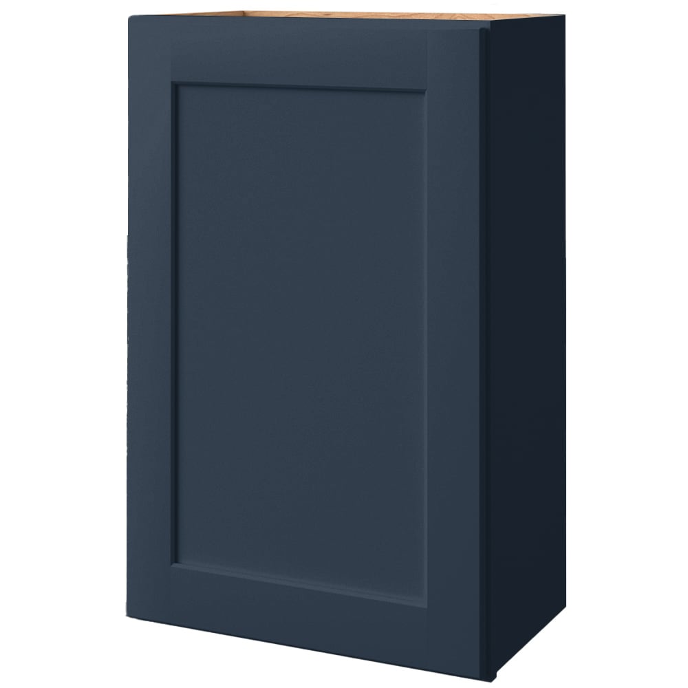 allen + roth Port 24-in W x 36.125-in H x 12-in D Navy Wall Fully Assembled Cabinet (Flat Panel Square Door Style)