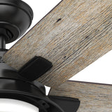 Hunter Lantern Bay LED 54-in Matte Black Indoor/Outdoor Ceiling Fan with Light Kit and Remote, 5-Blade