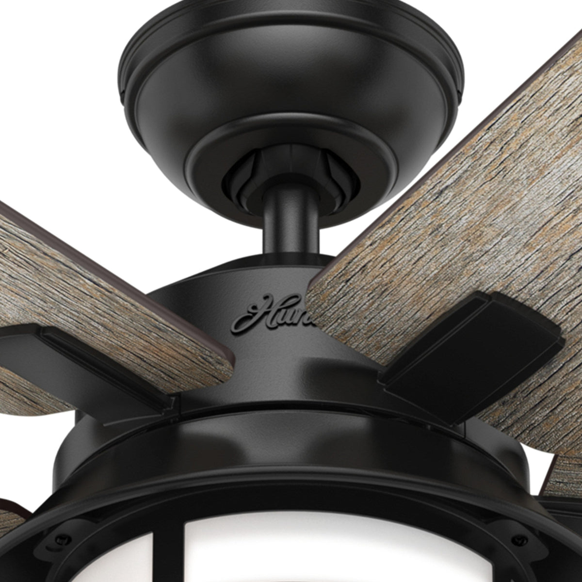 Hunter Lantern Bay LED 54-in Matte Black Indoor/Outdoor Ceiling Fan with Light Kit and Remote, 5-Blade