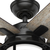 Hunter Lantern Bay LED 54-in Matte Black Indoor/Outdoor Ceiling Fan with Light Kit and Remote, 5-Blade