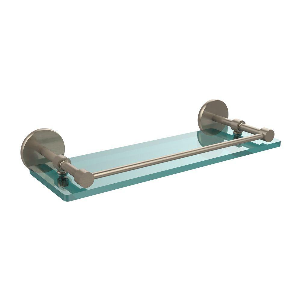 16 in. L x 3 in. H x 5 in. W Clear Glass Bathroom Shelf with Gallery Rail in Oil Rubbed Bronze - Super Arbor