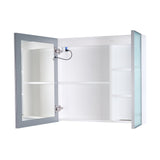 WELLFOR FLORA Solid Wood 30-in x 28-in Lighted LED Surface Mount White Mirrored Soft Close Medicine Cabinet