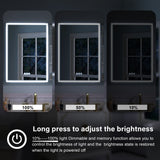 WELLFOR FLORA Solid Wood 30-in x 28-in Lighted LED Surface Mount White Mirrored Soft Close Medicine Cabinet