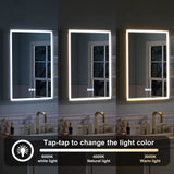 WELLFOR FLORA Solid Wood 30-in x 28-in Lighted LED Surface Mount White Mirrored Soft Close Medicine Cabinet