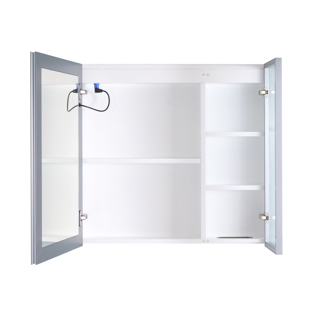 WELLFOR FLORA Solid Wood 30-in x 28-in Lighted LED Surface Mount White Mirrored Soft Close Medicine Cabinet