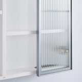 WELLFOR FLORA Solid Wood 36-in x 28-in Lighted LED Surface Mount White Mirrored Soft Close Medicine Cabinet