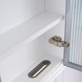 WELLFOR FLORA Solid Wood 36-in x 28-in Lighted LED Surface Mount White Mirrored Soft Close Medicine Cabinet