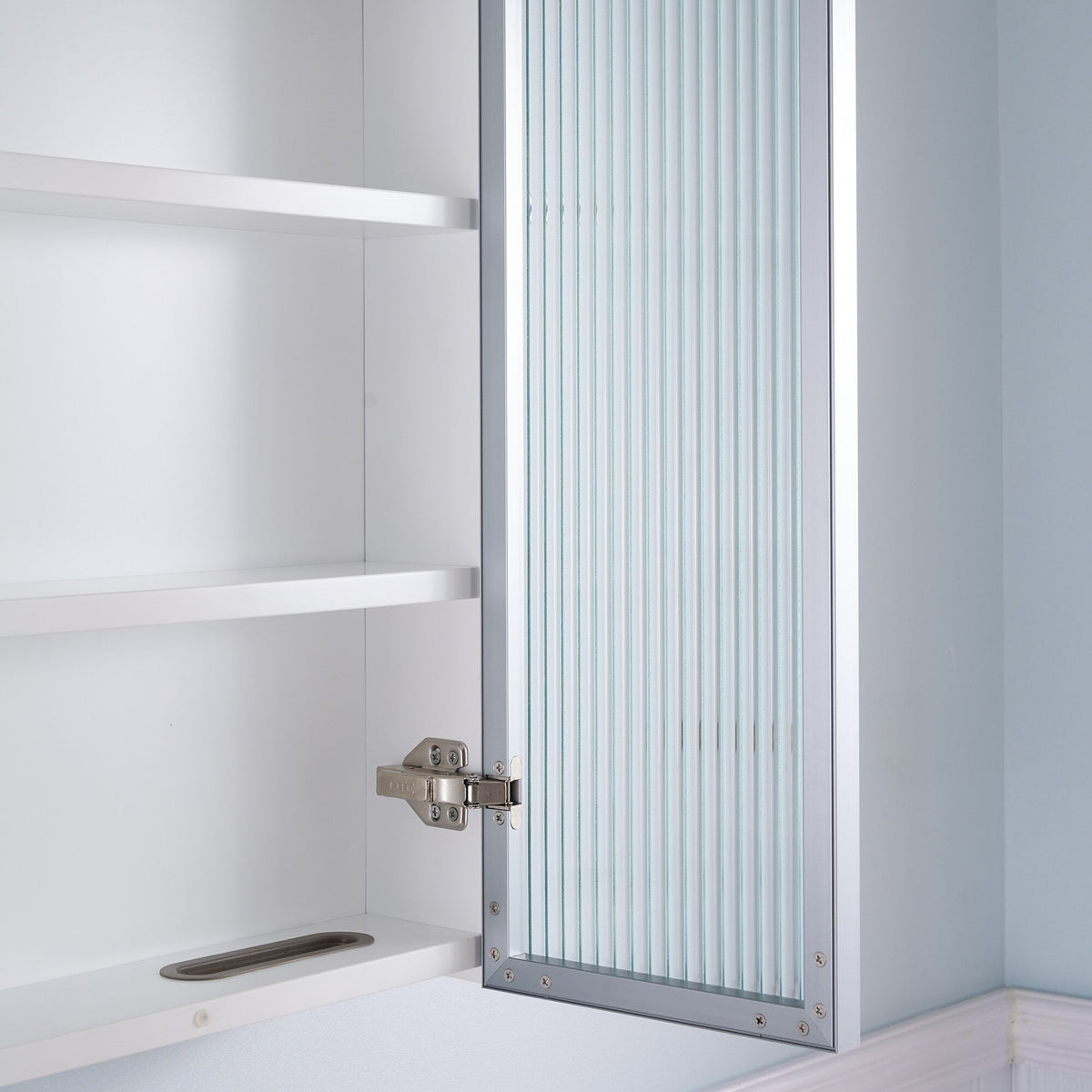 WELLFOR FLORA Solid Wood 36-in x 28-in Lighted LED Surface Mount White Mirrored Soft Close Medicine Cabinet