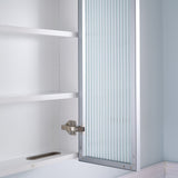 WELLFOR FLORA Solid Wood 36-in x 28-in Lighted LED Surface Mount White Mirrored Soft Close Medicine Cabinet