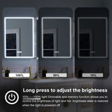WELLFOR FLORA Solid Wood 36-in x 28-in Lighted LED Surface Mount White Mirrored Soft Close Medicine Cabinet