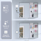 WELLFOR FLORA Solid Wood 36-in x 28-in Lighted LED Surface Mount White Mirrored Soft Close Medicine Cabinet