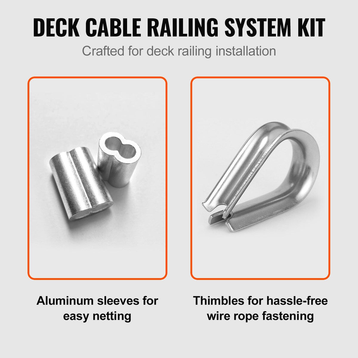 VEVOR 328-ft Silver Stainless Steel Cable Hardware Kit