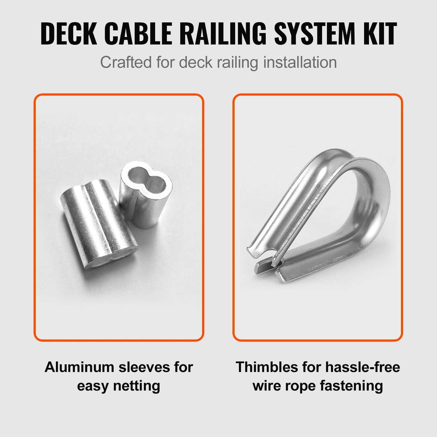 VEVOR 328-ft Silver Stainless Steel Cable Hardware Kit