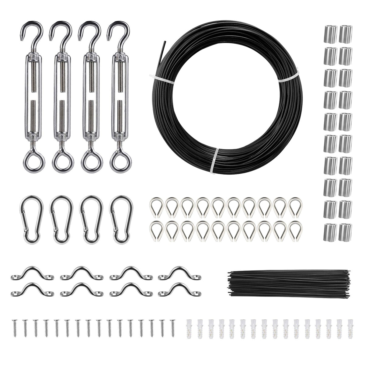 VEVOR 164-ft Silver Stainless Steel Cable Hardware Kit