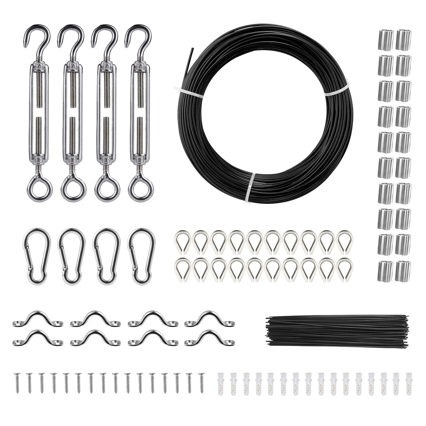 VEVOR 164-ft Silver Stainless Steel Cable Hardware Kit
