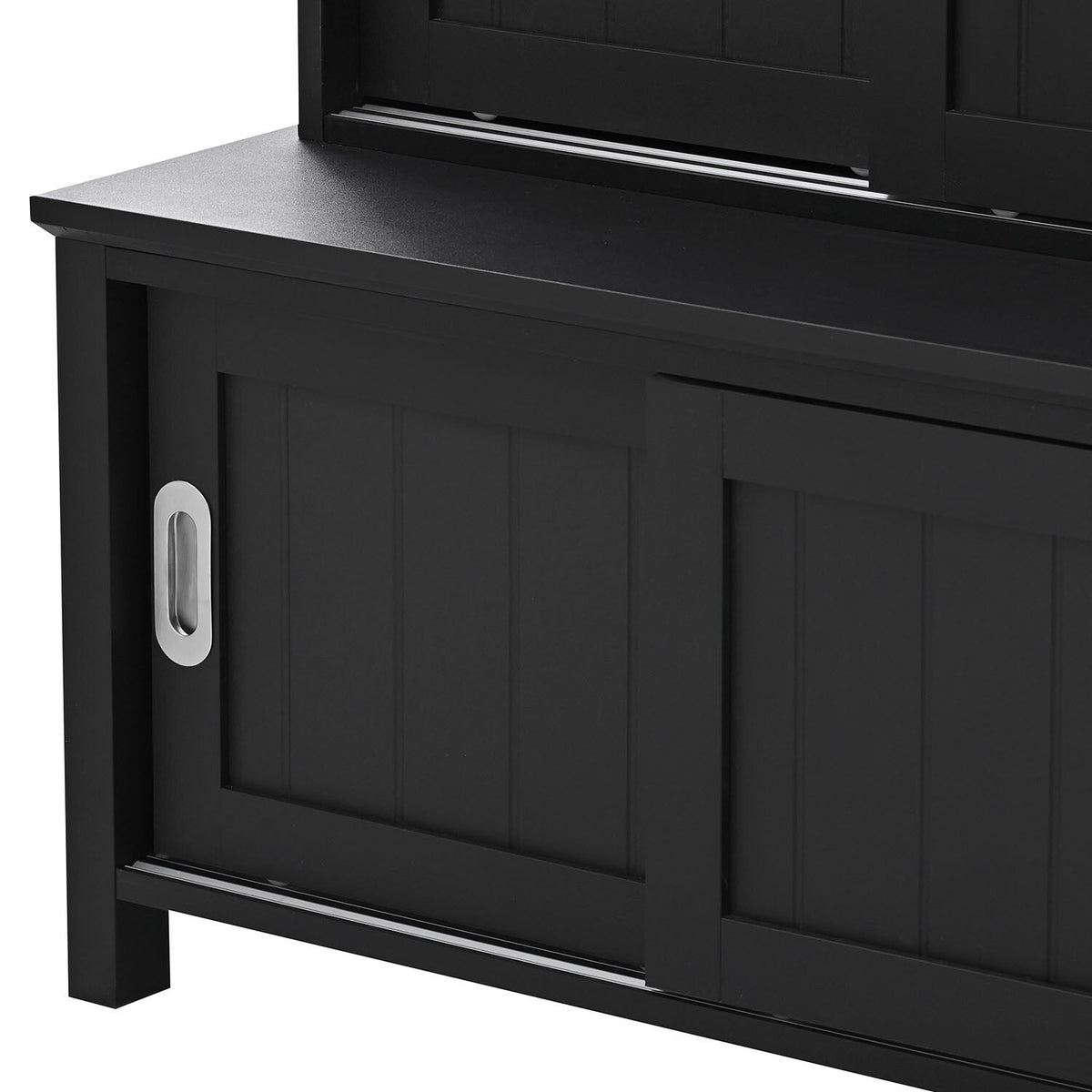 SINOFURN Craftsman 35.4-in Black Wood Hall Tree