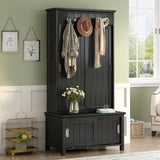 SINOFURN Craftsman 35.4-in Black Wood Hall Tree