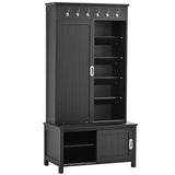 SINOFURN Craftsman 35.4-in Black Wood Hall Tree