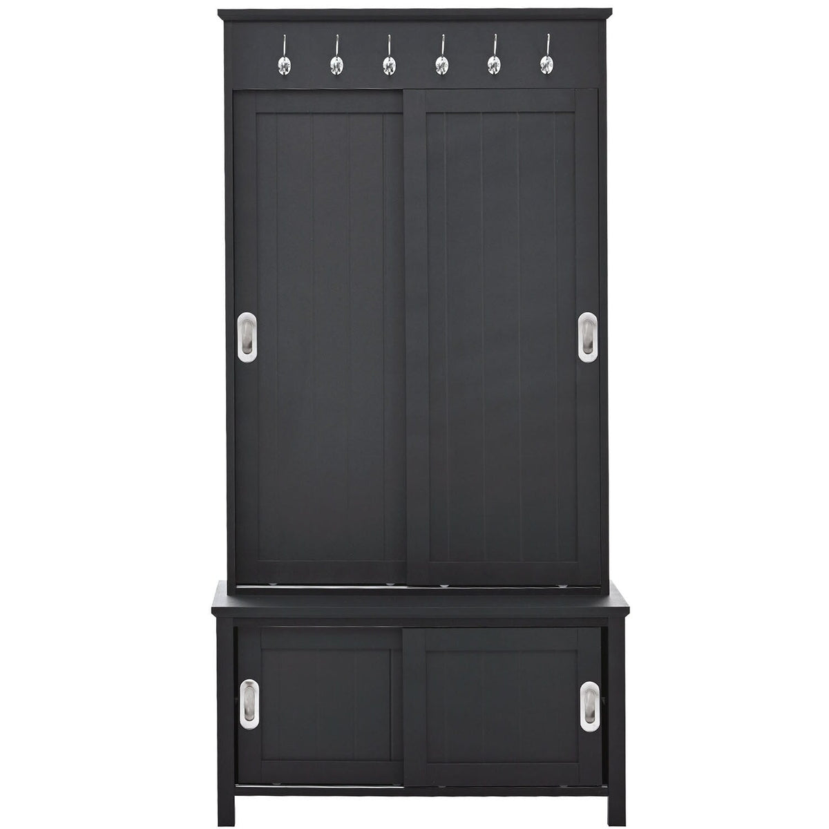 SINOFURN Craftsman 35.4-in Black Wood Hall Tree