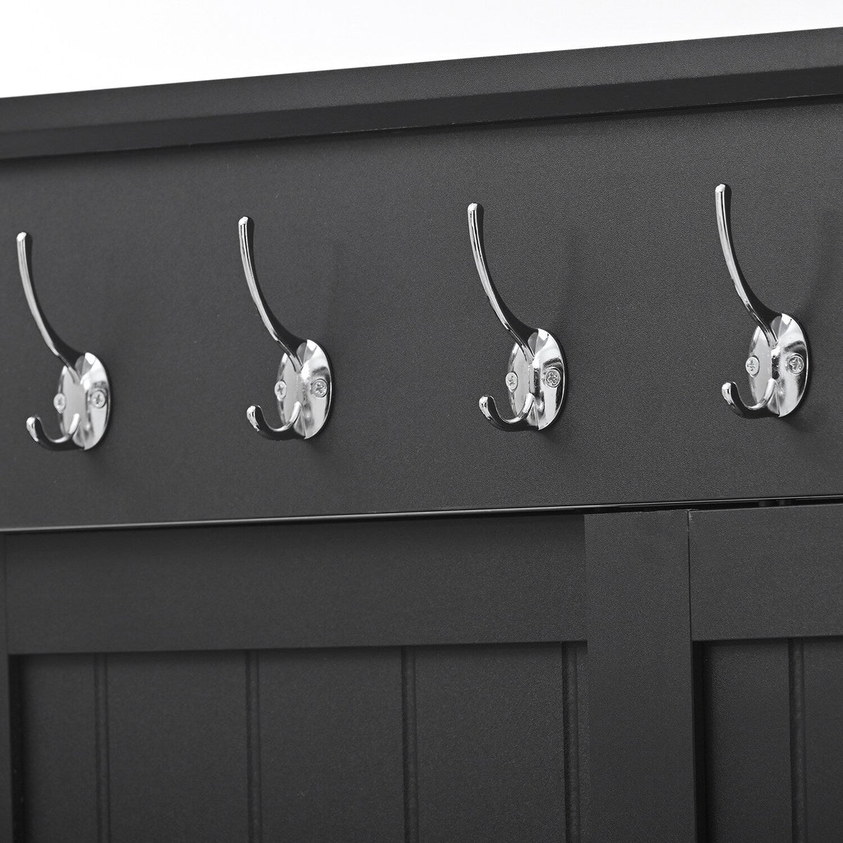 SINOFURN Craftsman 35.4-in Black Wood Hall Tree