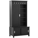 SINOFURN Craftsman 35.4-in Black Wood Hall Tree