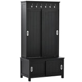 SINOFURN Craftsman 35.4-in Black Wood Hall Tree
