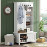 SINOFURN Craftsman 35.4-in White Wood Hall Tree