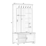 SINOFURN Craftsman 35.4-in White Wood Hall Tree