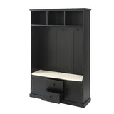 SINOFURN Coastal 47.2-in Black Wood Hall Tree