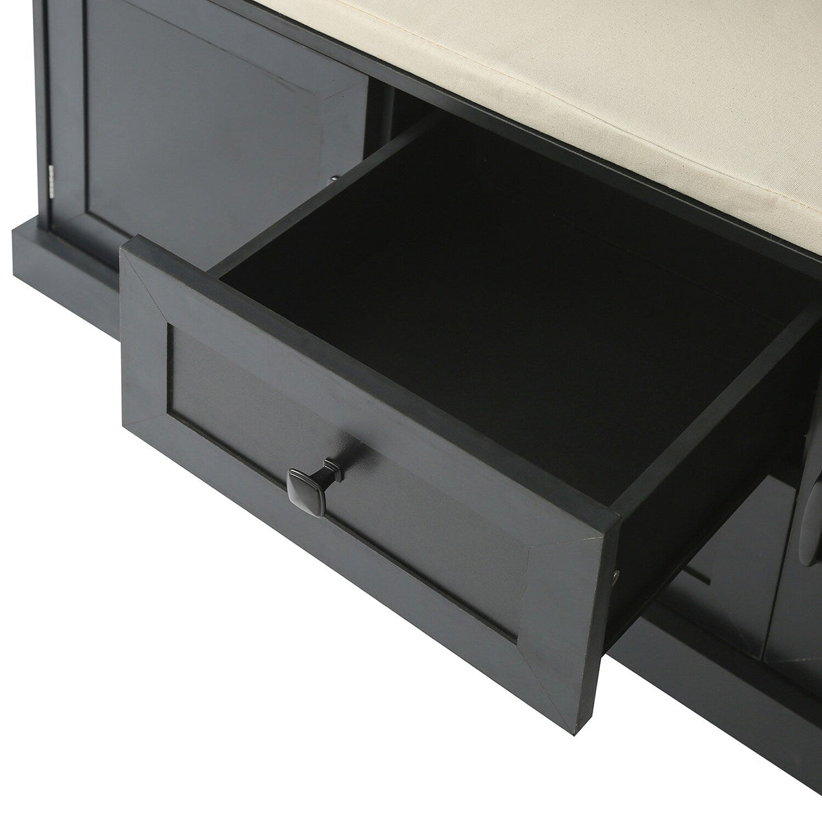 SINOFURN Coastal 47.2-in Black Wood Hall Tree