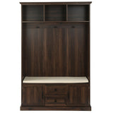 SINOFURN Coastal 47.2-in Brown Wood Hall Tree