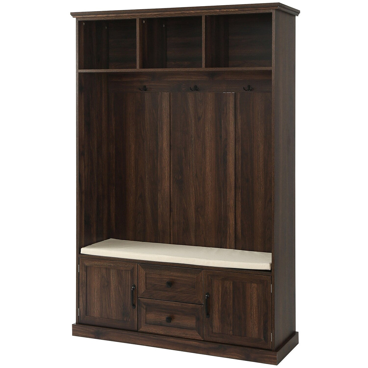 SINOFURN Coastal 47.2-in Brown Wood Hall Tree