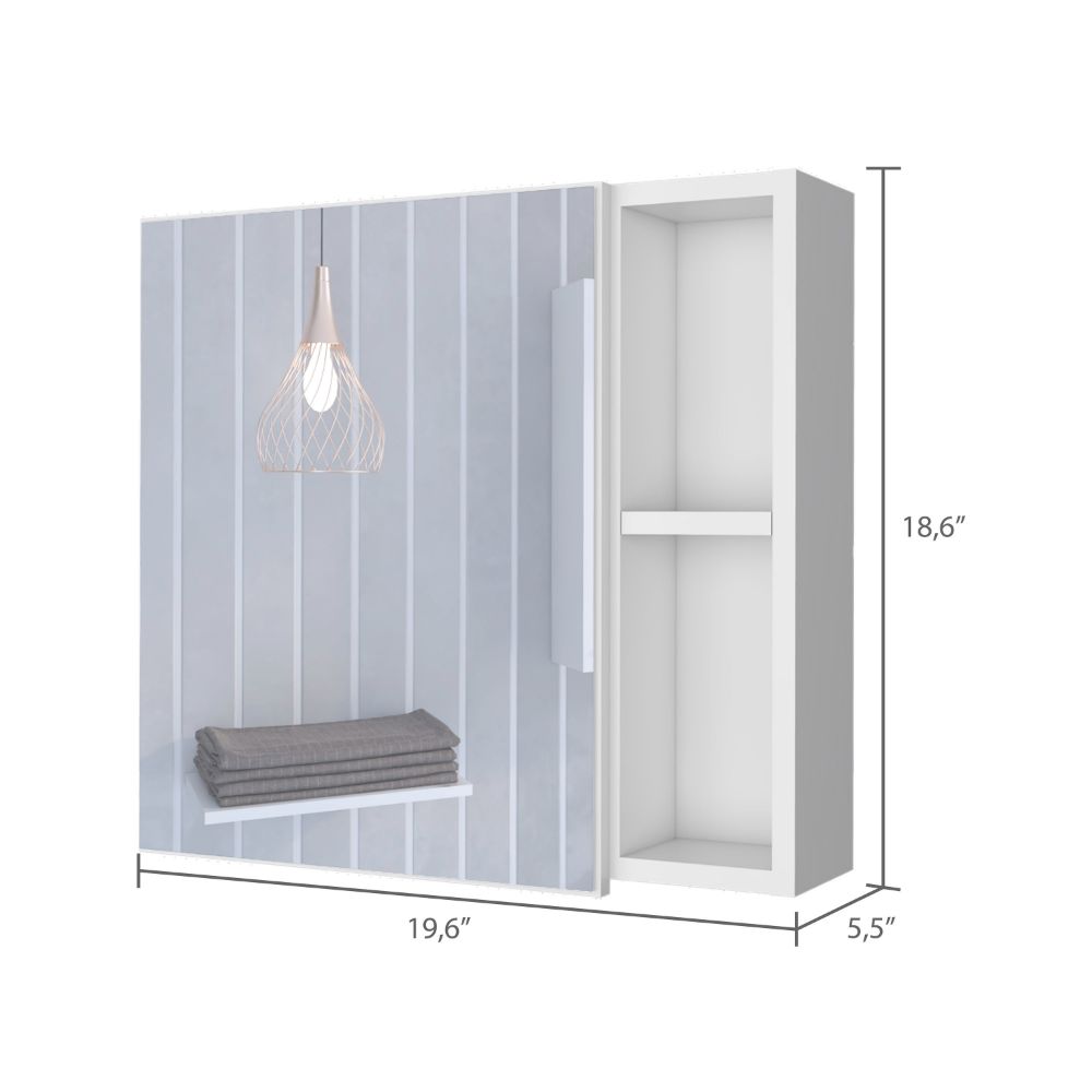 Forclover TU 20-in x 19-in Surface Mount White Mirrored Medicine Cabinet