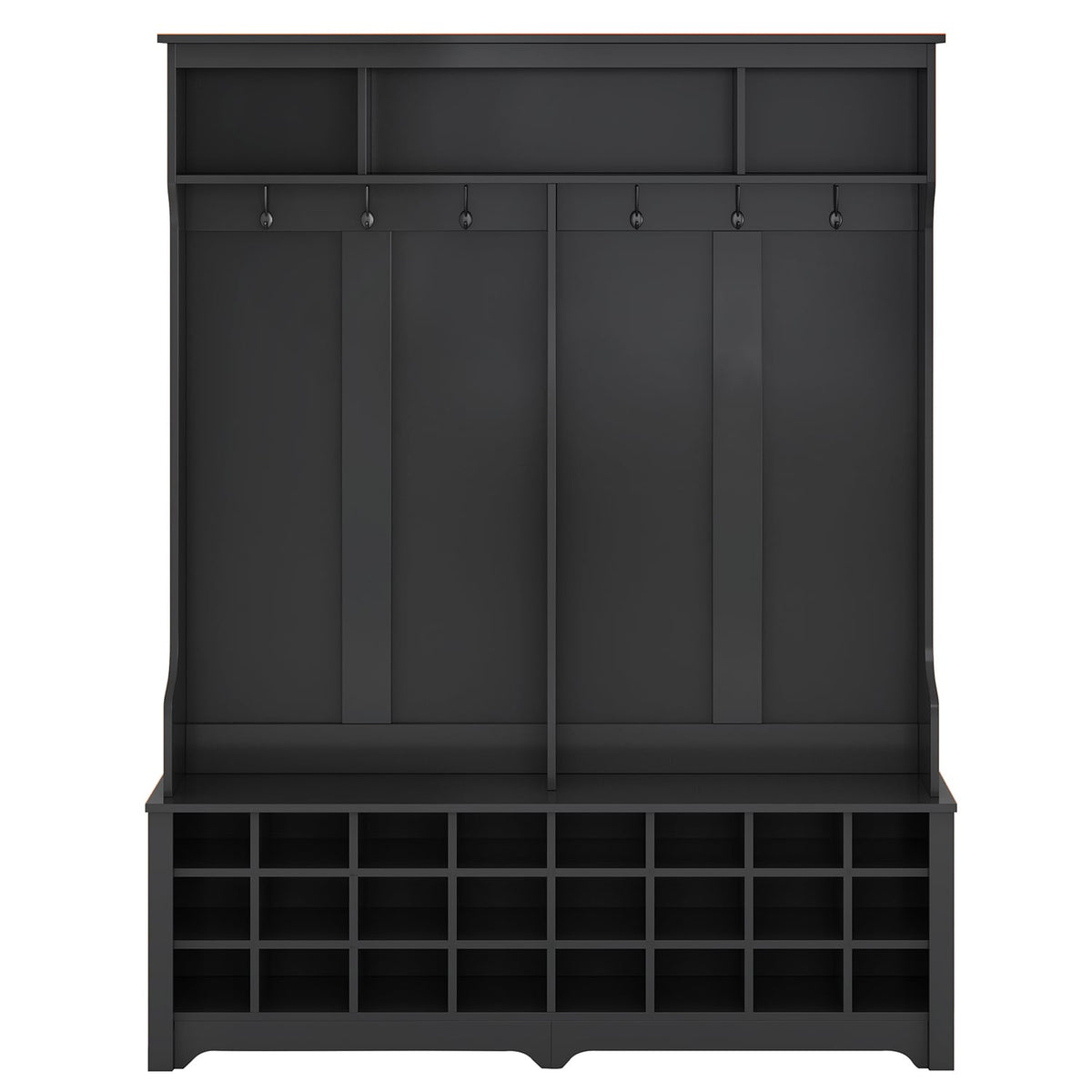 SINOFURN Hall Tree Entryway Bench with Shelves Cabinet