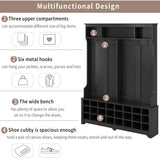 SINOFURN Hall Tree Entryway Bench with Shelves Cabinet