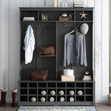 SINOFURN Hall Tree Entryway Bench with Shelves Cabinet