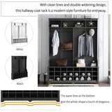 SINOFURN Hall Tree Entryway Bench with Shelves Cabinet