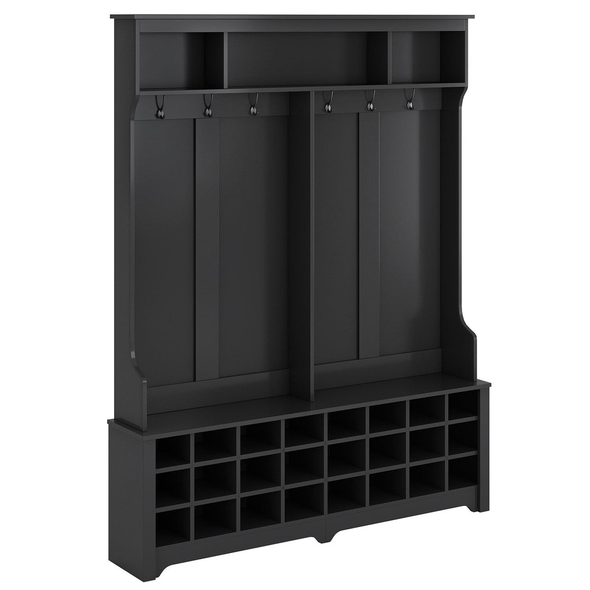 SINOFURN Hall Tree Entryway Bench with Shelves Cabinet