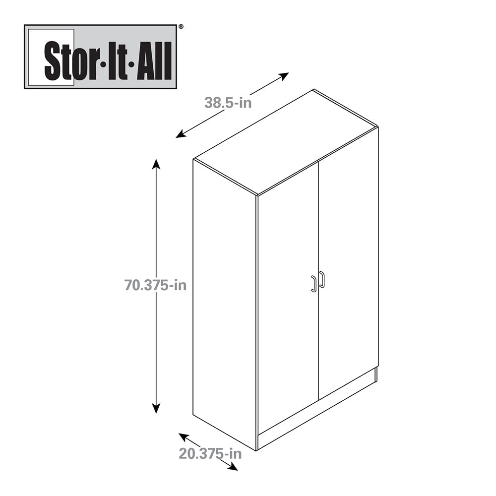 Stor-It-All 38.5-in W x 70.375-in H Wood Composite White Wall-mount Utility Storage Cabinet