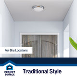 Project Source 13-in Brushed Nickel Traditional Flush Mount Light, Integrated LED, 3000K, Dimmable