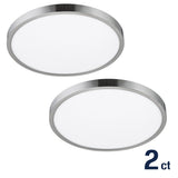Project Source 2-Pack 14-in Brushed Nickel Transitional Integrated LED Flush Mount Light, 3000K, 1950 Lumens, Dimmable