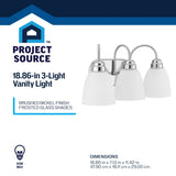 Project Source Wynfield 3-Light Brushed Nickel Traditional Vanity Light, 18.86-in Width