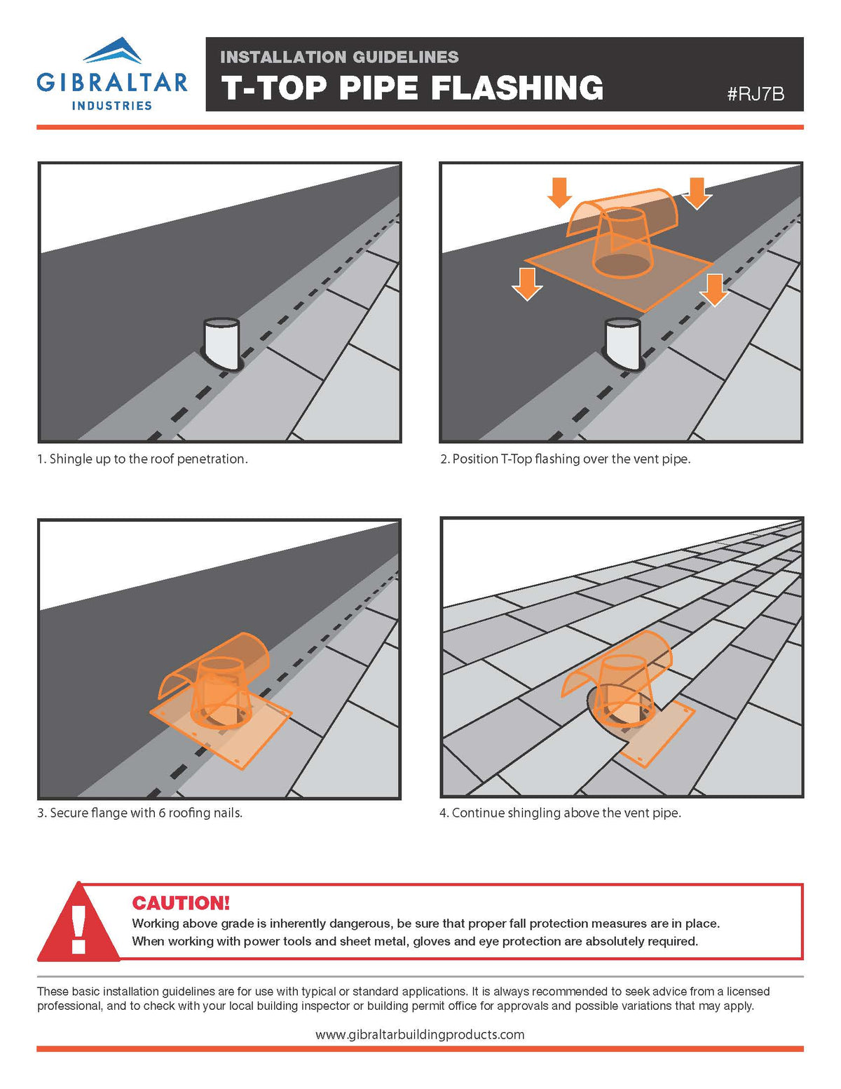 Gibraltar Building Products T-Top Vent Pipe Flashing, 7-in Opening, 18-in x 17-in Bonderized Steel