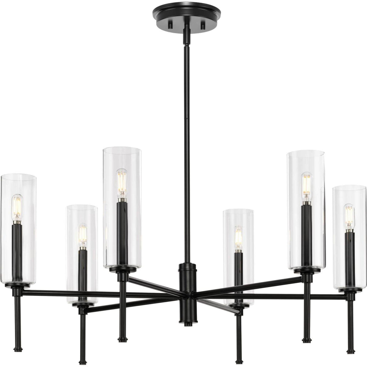 Progress Lighting Elara 6-Light Matte Black Transitional Chandelier