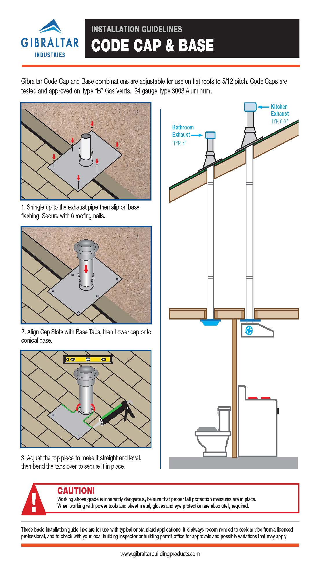 Gibraltar Building Products Code Cap Top, 1/2-in to 4-in Pipe, 6-in Base, Aluminum