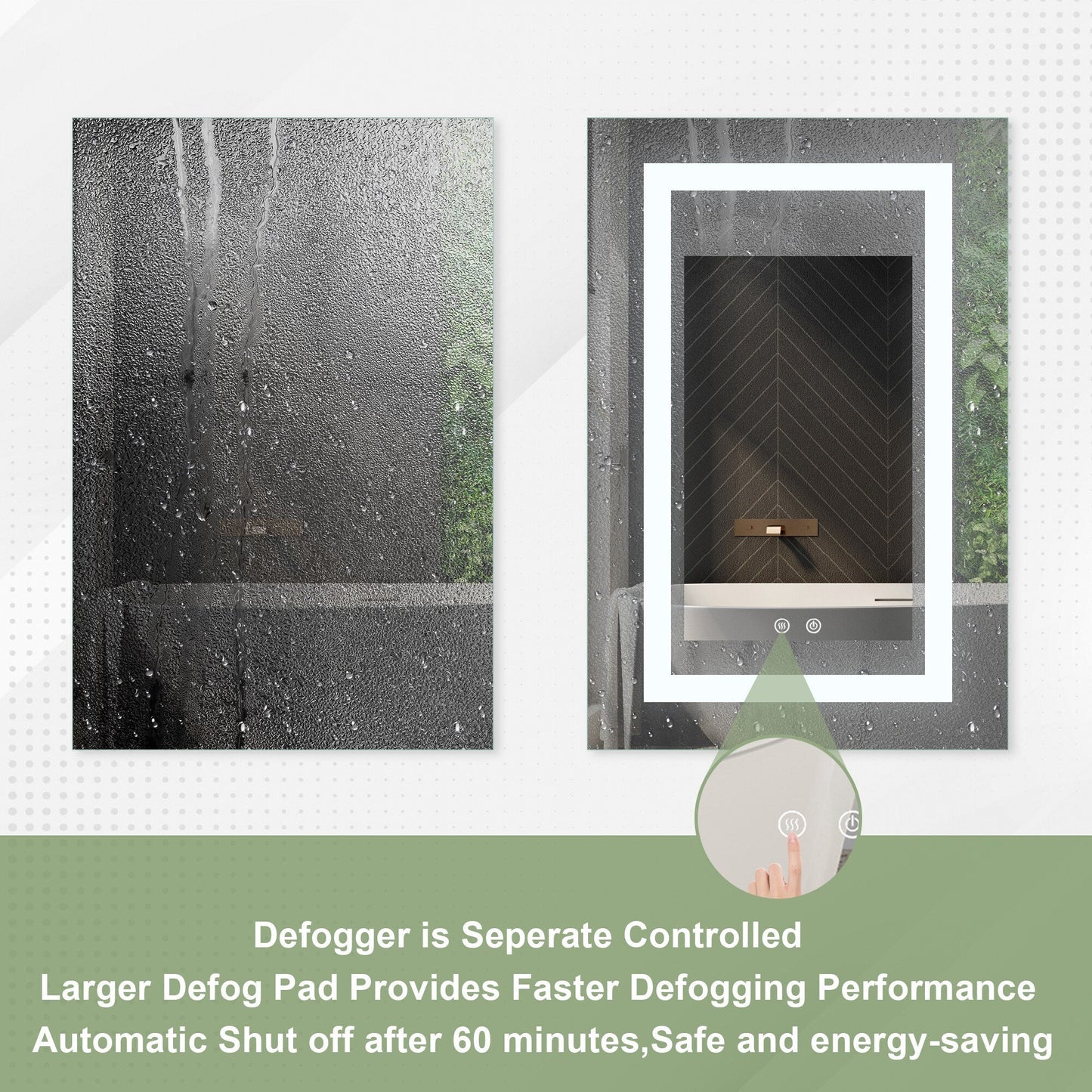 Forclover 20-in x 30-in Lighted LED Fog Free Surface/Recessed Mount Silver Soft Close Medicine Cabinet with Outlet