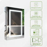 Forclover 20-in x 30-in Lighted LED Fog Free Surface/Recessed Mount Silver Soft Close Medicine Cabinet with Outlet