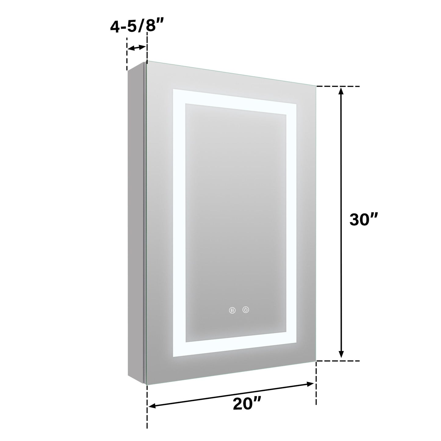 Forclover 20-in x 30-in Lighted LED Fog Free Surface/Recessed Mount Silver Soft Close Medicine Cabinet with Outlet